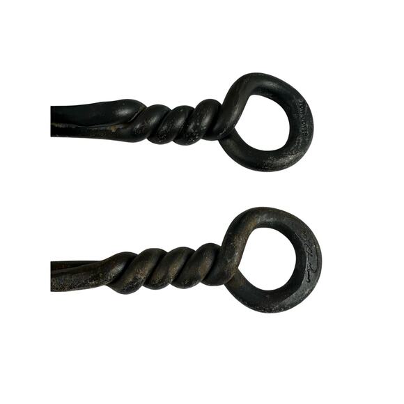 Forged Metal BarBQ Tools Twisted Leaf Design Original Box Texas Signed Set of 2 - Picture 7 of 16